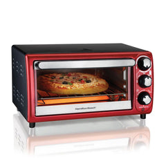 4 Slice Toaster Oven, Red